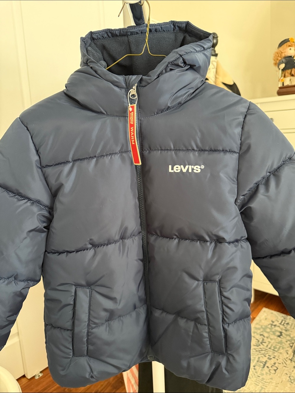 Levi's Navy Blue Quilted Puffer Jacket with Hood